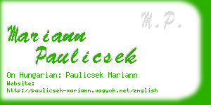 mariann paulicsek business card